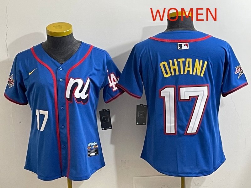 Women 2025 Los Angeles Dodgers #17 Ohtani Blue Nike 2025 MLB All Star Jersey style 003